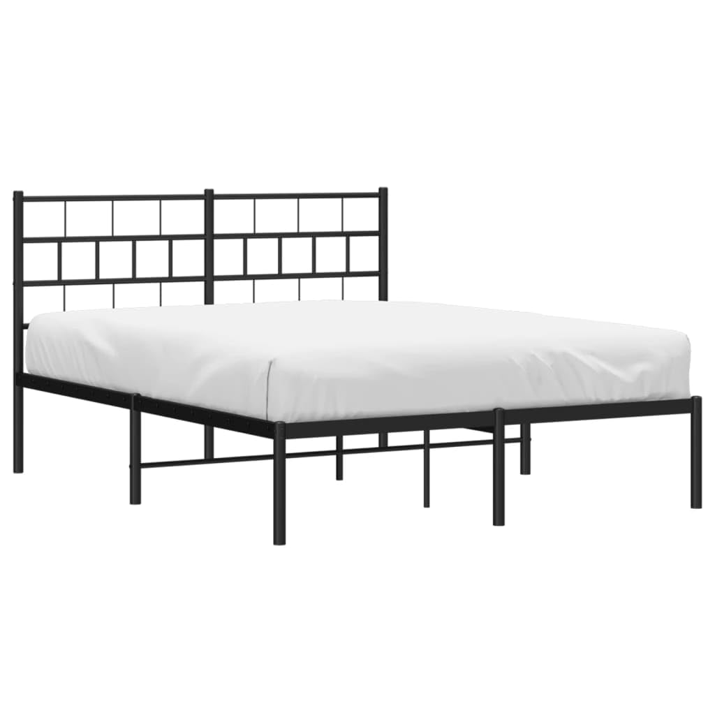 vidaXL Cadre de lit métal sans Matelas avec tête de lit Noir 140x190cm