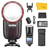 Godox V1 V1-N Round Head Camera Flash for Nikon, 76Ws 2.4G TTL Speedlite for Nikon HSS 1/8000s, Rechargable Battery, 480 Full Power Shots, 1.5s Recycle Time, 10 Level LED Modeling Lamp(USA Version)