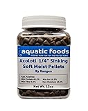 Aquatic Foods Inc. Axolotl Food, 1/4' Soft Moist Sinking Pellets, Rangen's Salmon Meal Pellets for Adult Axolotl. Also Shrimp, Snails, Crabs, Bottom Fish, All Tropical Fish...12oz Small Jar