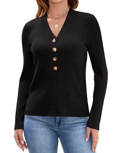 Blooming Jelly Womens Dressy Sweater V Neck Pullover Lightweight Long Sleeve Bussines Casual Tops Fall Old Money Clothes