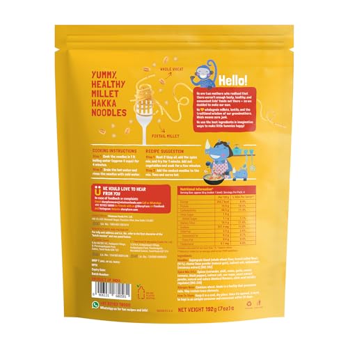 Image of Slurrp Farm No Maida Millet Noodles | Not Fried, No MSG | Classic Masala Millet Noodles Pack of 3-192g Each