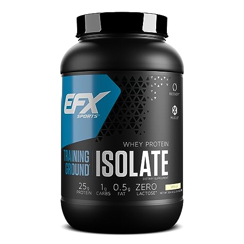 EFX Sports Training Ground Whey Protein Isolate | Ultra Clean, Low Carb Protein Powder | Lactose Free | 25g Protein | 36 Servings (Vanilla)