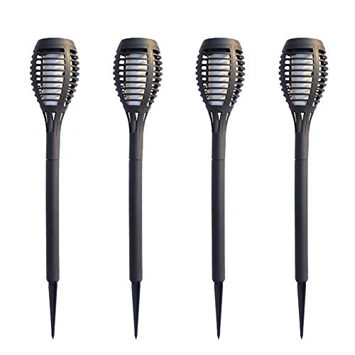 LLZI Solar Torch Lights, Waterproof Dancing Flickering Flame Solar Lights, Landscape Decoration Lighting, Dusk To Dawn Auto On/Off Security Solar Flame For Garden Patio Pathway (4-Pack)