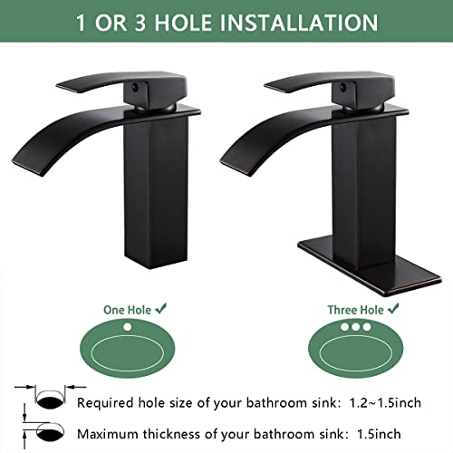 Voton Bathroom Sink Faucet Oil Rubbed Bronze Waterfall Bathroom Faucet Black Single Handle Single Hole Rv Lavatory Vessel Faucet Basin Mixer Tap Solid Brass Vanity Sink Faucet #TOP1