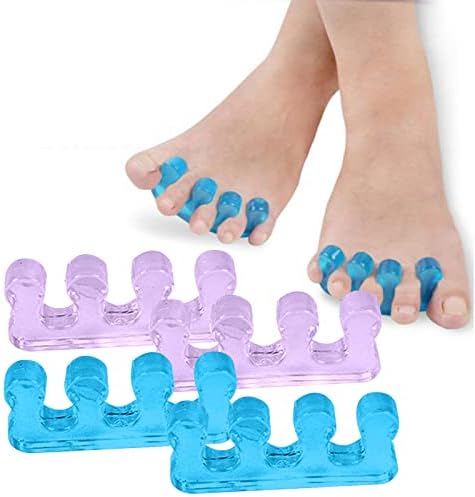 2 pairs Gel Toe Separators for Separation Toenails - Overlapping Toes Alignment,Pedicure Toe Spacers,Bunions,Big Toe Corrector（Blue + Purple）