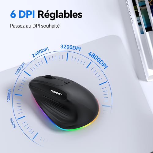 Souris Bluetooth + 2.4GHz compatible PC Windows et Mac OS