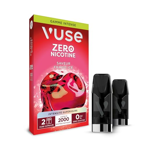 Vuse Capsules Gamme Intense, Fraise Ice Lot de 2, jusqu'à 1000 bouffées* par capsule, compatibles avec les cigarettes électroniques Vuse, sans nicotine, 2,0 ml...