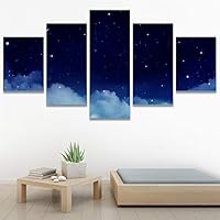 SIGNWIN 5 Panel Canvas Wall Art Modern Art Astronomy & Space Dramatic Minimalist Moon Multicolor Photography for Home Decorations Ready to Hang - 60