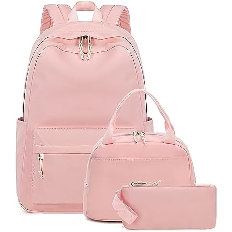 Bluboon School Backpack Set Girls Womens Laptop Bookbag Casual Daypack Fits 15 inch Laptop with Lunch Tote Bag and Pencil Bag（Purple-3 set Cover