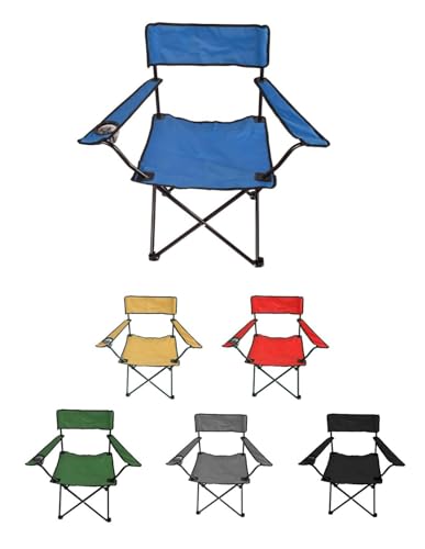 Jardin202 - Silla de Camping Plegable con Portavasos | Metal y Lona | 80x80x49 cm | SELECCIONA Color | Azul