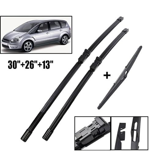 Essuie-glace Ford S-Max sans trace ni bruit | Pack complet 30" + 26" + 13" - 6