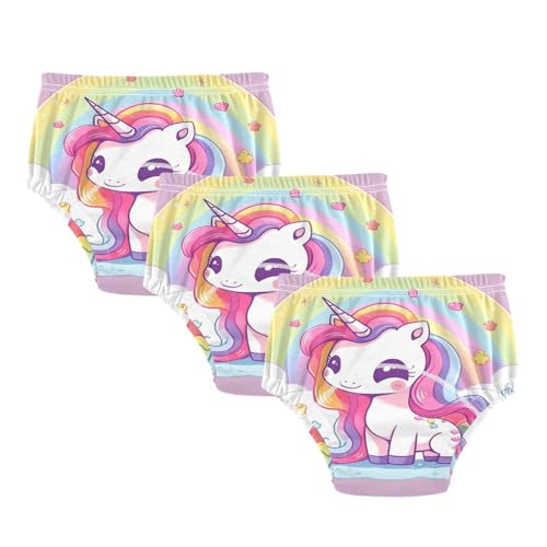 Coikll Cute Rainbow Horse Toddler Training Underwear Waterproof Baby Pee Pants -2T