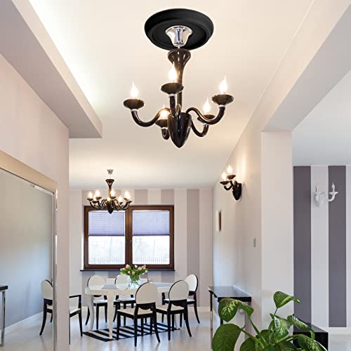 Image of BBTO 2 Pack Black Ceiling Medallion for Light Fixtures and Ceiling Fans Chandeliers 10 inch Od x 3.5 inch ID(Classic)