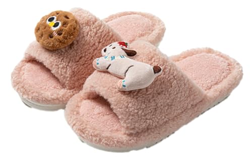 Niction Slippers for Women Cozy Slip on Open Toe Bedroom Slippers Furry Fleece Lined Ladies Comfy Memory Foam Home Shoes