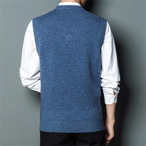 Men's Wool Knitted Sweater Vest V-Neck Business Casual Solid Color Sleeveless Pullover Tops3