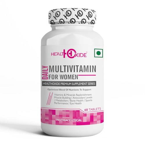 Image of HealthOxide Daily Women Multivitamin Tablets 60 Tablets | Daily Vitamins & Minerals Supplement for Women | Energy Immunity Muscle Strength Eye Health Antioxidant Support | Wellness & Fitness Nutrition Tablets