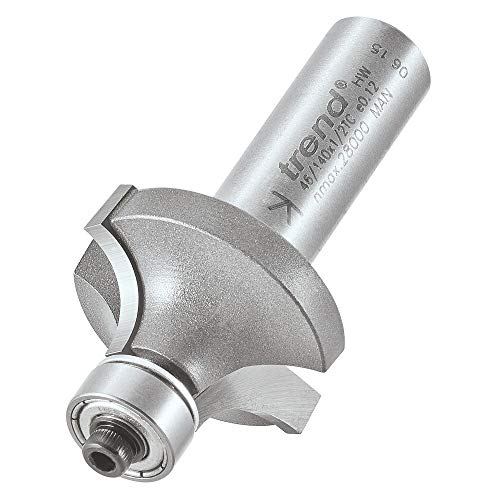 Trend Profesional Fresa para Router con Rodamiento Guiado Ovolo, Radio de 9.5mm, Mango de 1/2 Pulgada, Diámetro de Corte de 32mm, Longitud de Corte de 16mm, metal duro (TCT), 46/140X1/2TC