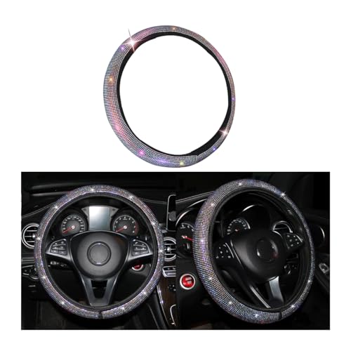 Car Bling Steering Wheel Cover with Rhinestones, Anti-Slip, Elastic, Crystal Diamond Steering Wheel Cover, Bling Car Accessories for Women Girls, Universal Fit 15 Inches Cars, SUVs (Multicolor)