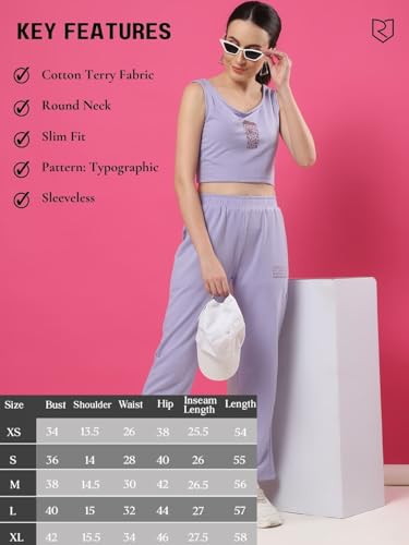 Image of Rigo Cotton Solid Co-ord Set for Women | Round Neck, Slim Fit Tracksuit Co-ords Set for Women | Two Piece Co ord Set | Casual Wear, Beach Wear, Vacation Wear Outfit for Women