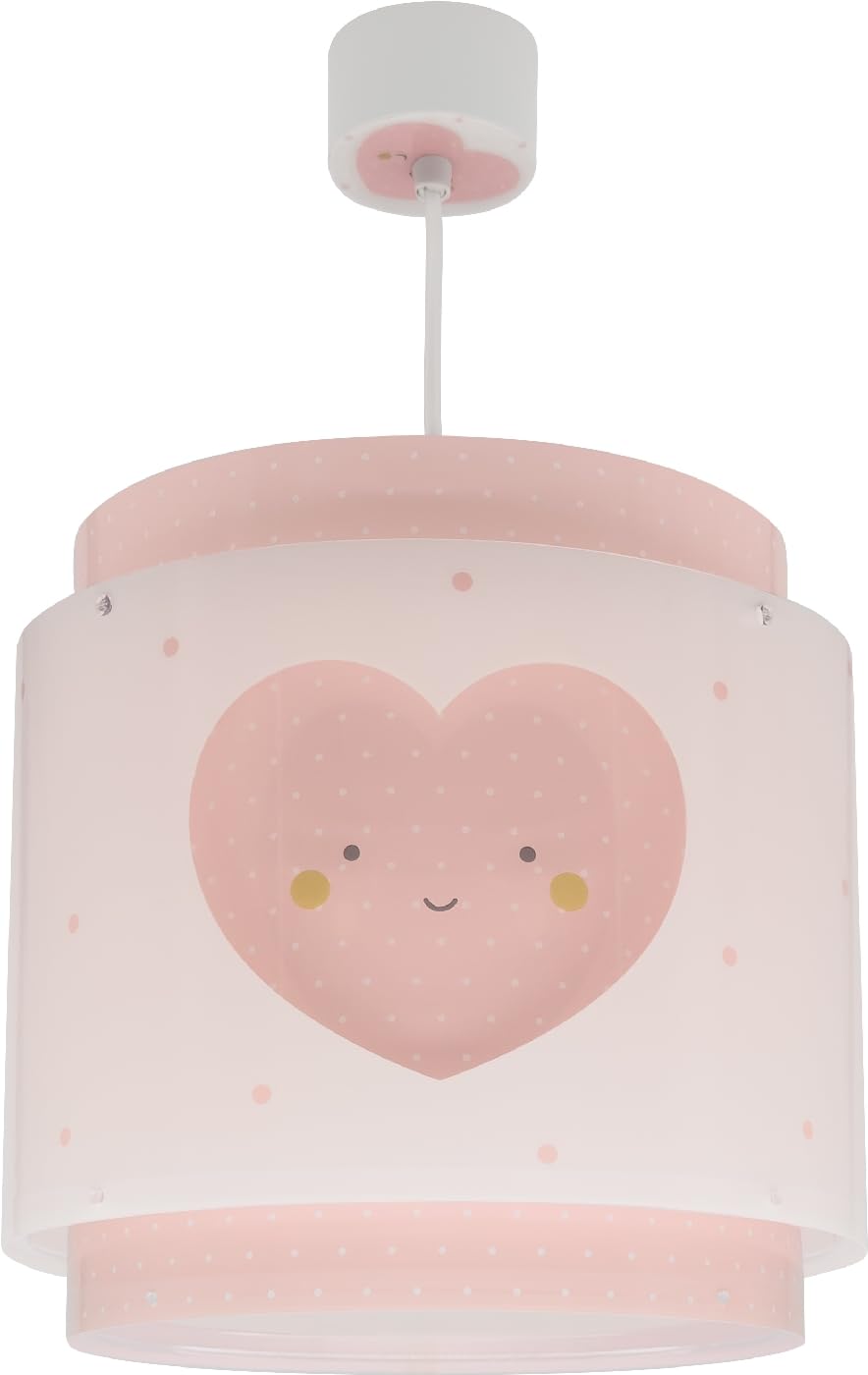 Dalber Lámpara Techo Colgante Infantil Corazones Rosa 76012MS E27 | Incluye difusor de luz inferior extraible; Habitación niña;