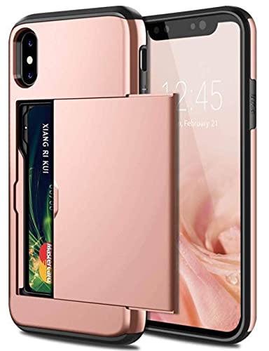 Coque iPhone 8 Plus etui porte-carte finition élégante or rose