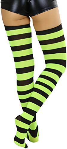 Image of ToBeInStyle Women's Vibrant Horizontal Wide Striped Thigh High Stockings