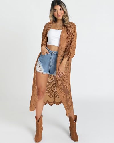 Bsubseach Women Mesh Cardigan Bikini Beach Kimono Open Front Swimsuit Cover Ups Swimwear2