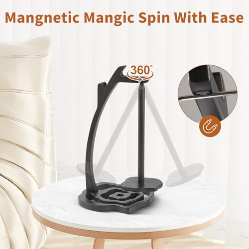 Image of Yarn Holder for Crocheting and Knitting, Tree Rings Wooden Yarn Holder Stand with Magnetic, Crochet Gift for Knitting Lovers