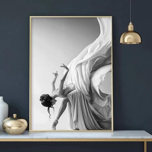 Peinture sur toile de fille dansante de ballet pour une décoration d'intérieur poétique et douce