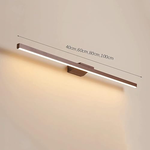 Miniatura 6 de Lámpara LED moderna para tocador - Lámpara frontal de aluminio marrón para espejo de baño, aplique minimalista de pared, luz blanca cálida de 3000 K
