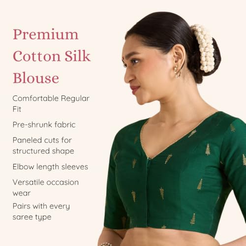 Image of Studio Shringaar Women's Handloom Cotton Silk Readymade Saree Blouse with Underarm Sweat Pads (Pack of 14 Pads)