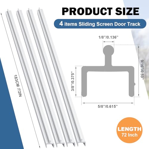 CroBlissful 4 Pcs 72 Inch Sliding Screen Door Track Replacement Modern White Vinyl Track Long Easy to Cut Sliding Door Hardware Centered Rail for Patio Window Home Office Parts Repair by CroBlissful - Image 2