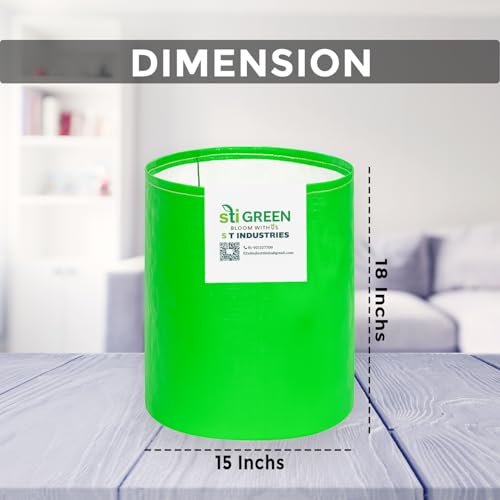 Image of HDPE Grow Bags for Plants 15X18 Inch (Pack of 15) | 260 GSM Heavy Duty UV-Protected Round Green Colour Plant Bags for Terrace and Vegetable Gardening | Strong & Reusable|