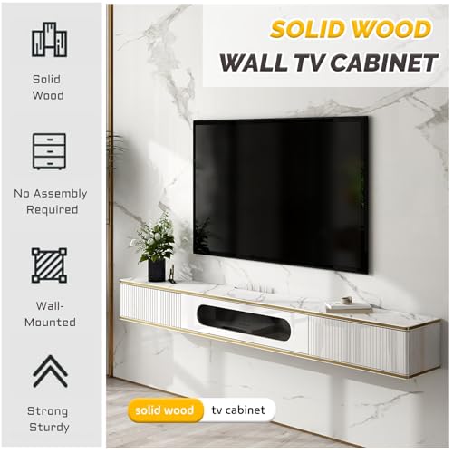 Console multimédia murale en bois et verre au design minimaliste