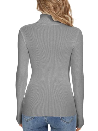 Image of Turtleneck Sweaters for Women Ribbed Long Sleeve Pullover Sweater
