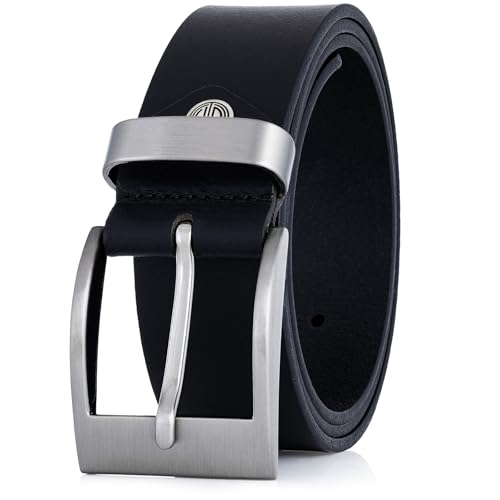 LINDENMANN Leder-Gürtel Herren 40 mm breit, Gürtel Herren Echt-Büffel-Leder Gürtel, Ledergürtel, Jeans-Gürtel schwarz, Größe/Size:Bundweite 125 cm Gesamtlänge 140 cm W 49.2 XXXL
