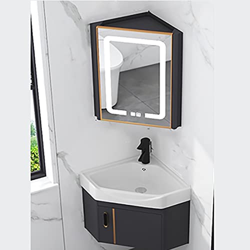 Lavabo Da Angolo Per Bagno Con Specchio E Mobile - In PVC, Misura 45cm | Risparmio Spazio - Foto 10