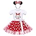 Bambina Costume da Minnie Mouse per Natale, Ragazze Vestito Tutu da Principessa a Pois Festa di Compleanno Fotografia Cosplay Cerimonia Abiti con Fascia per Capelli 2Pz Impostato Rosso 2-3 Anni