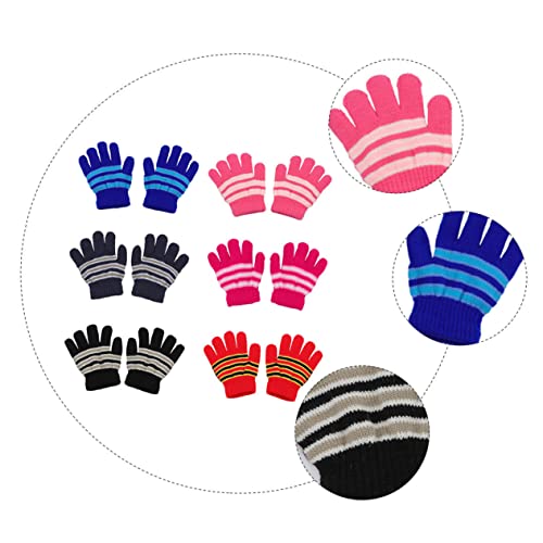 6Pairs Knitted Winter Gloves Full Finger Warm Mittens for Boys and Cost Elastic Easy to Clean for Cold Weather Activities3