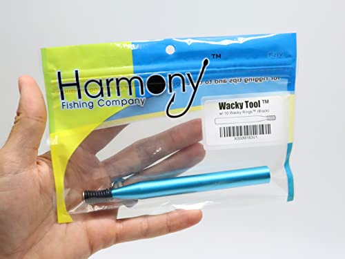 Harmony Fishing - Pro-Grade Wacky Tool (O-Ring Rigging Tool For Senkos & Stick Baits W/ 10 Wacky Rings [Black]) #TOP2