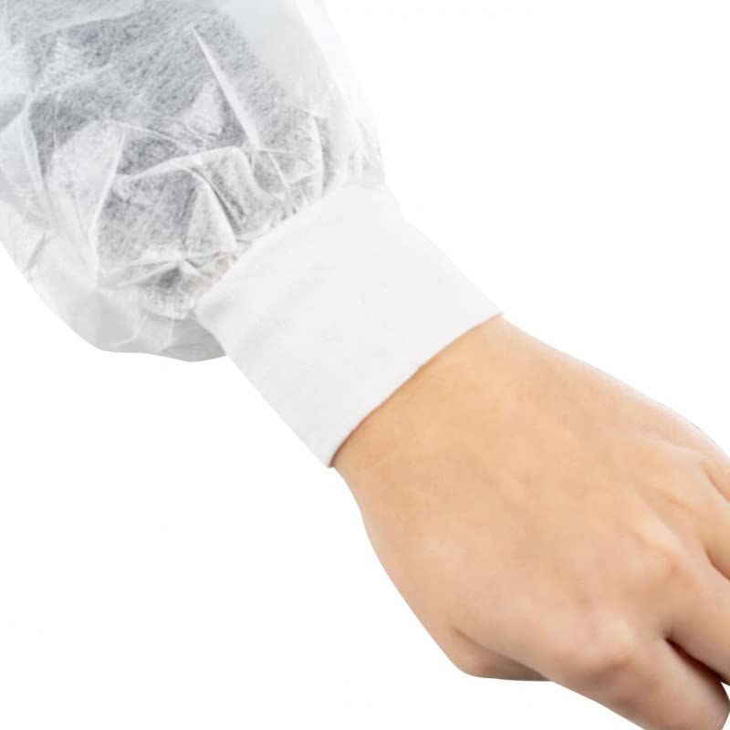 PLUS SANTE - 60x Surblouses Jetables Blanches, Manches Longues, Protection Chirurgicale Résistantes et Imperméables, Polypropylène Épais Non Tissé, Unisexe, Taille Unique