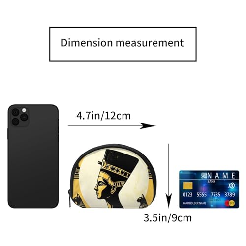 Portable Coin Purse Ancient-Egypt-Queen-Cats Mini Zippered Money Pouch Card Holder2