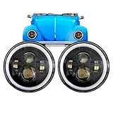Kit 2 Farol Angel Eyes Defender LED Jeep Troller Fusca Kombi