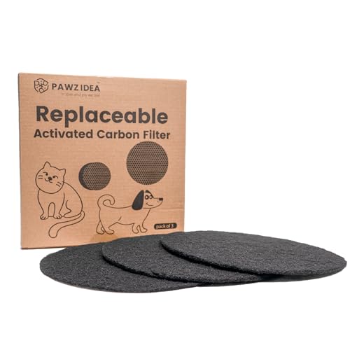 PAWZIDEA 3-Pack Replacement Activated Carbon Filter for PAWZIDEA Outdoor Ready 3.1 Gallon Dog Poop Trash Can Brown/Black/Gray, 7.8" Round, 1/5" Thick
