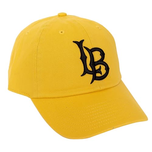 Desert Cactus Cal State Long Beach Baseball Hat University California Dirtbags LBSU CSULB Brimmed Embroidered Cap Adjustable Cloth Strap Adult (Style B) Yellow