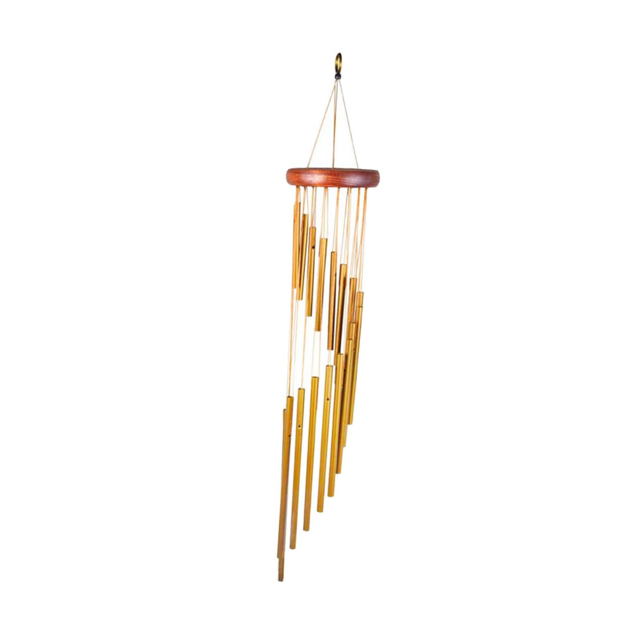 Campanas de Viento Grandes de 18 Tubos Esmerilados Dorados | Tubo de Afinación en Madera y Metal, Adornos Colgantes Paso a Paso, Música Duradera