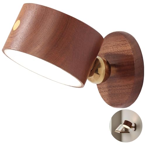 Aplique de pared madera minimalista recargable con control táctil 2
