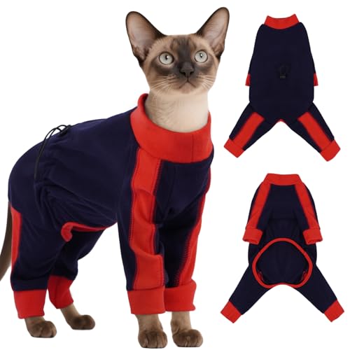 DENTRUN Cat Recovery Suit & Sweater, S, Dark Blue