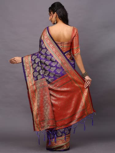Image of AKHILAM Women's Banarasi Silk Woven Design Saree With Unstitched Blouse Piece (RYLBNR06 Parent)