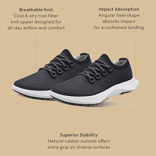 Allbirds Women's Tree Dasher 2, Active Running & Walking Sneakers - Natural Black (Blizzard Sole) - 9.5 Medium